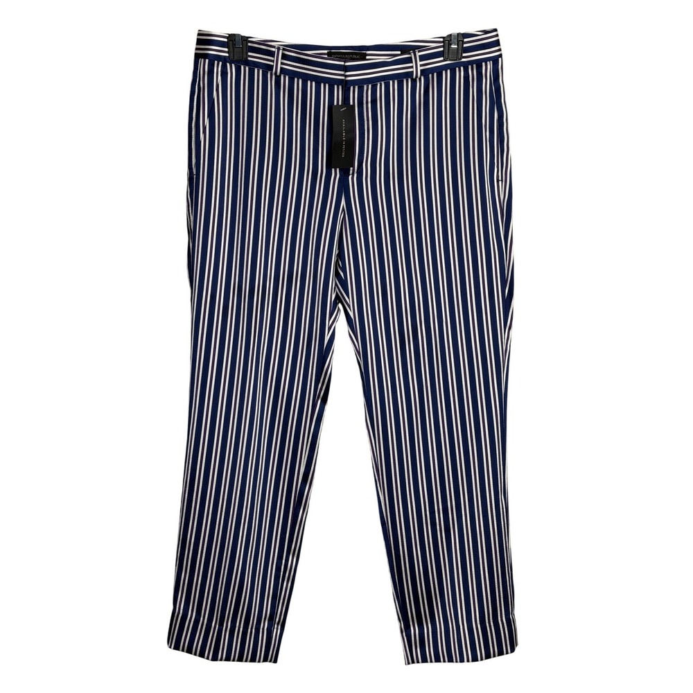 Banana Republic Avery Pants Sz 10 Blue Stripe Ankle Career Work